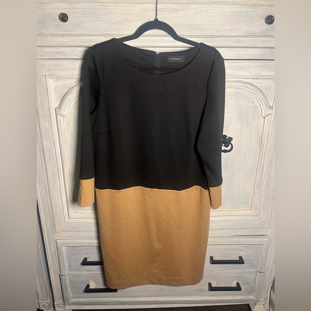 Spiegel Colorblock Ponte Shift Dress Classic Minimalist Elegant Office